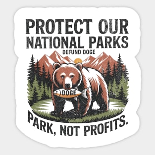 Support National Parks Defund DOGE Parks Not Profits Retro Vintage Sticker